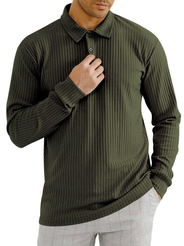NOUVEAU RICHE Klassisches, lässiges Langarm-Poloshirt für Herren Oliv