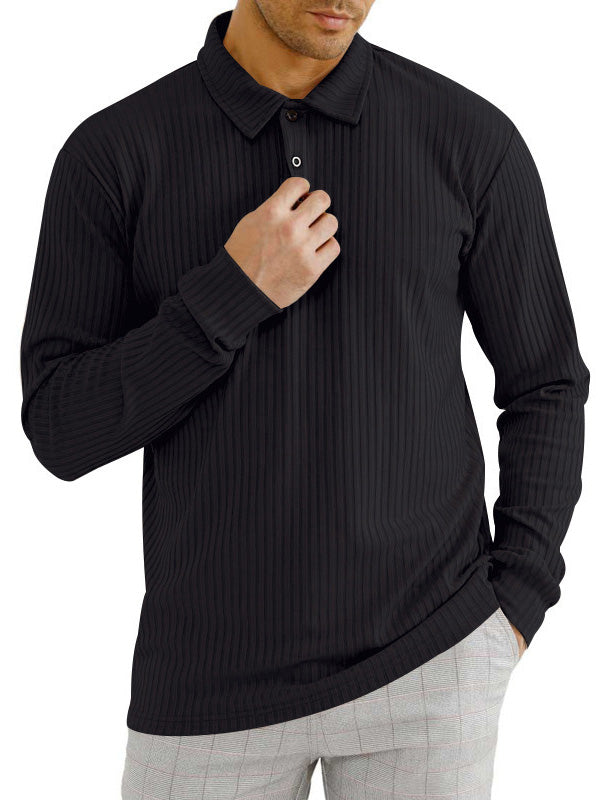 NOUVEAU RICHE Klassisches, lässiges Langarm-Poloshirt für Herren Schwarz