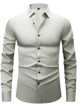 NOUVEAU RICHE Herren Hemd Knitterfreies Langarm Formell Button-Up-Design Hellgrün