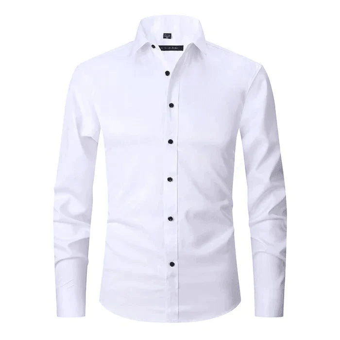 NOUVEAU RICHE Herren Hemd Knitterfreies Langarm Formell Button-Up-Design