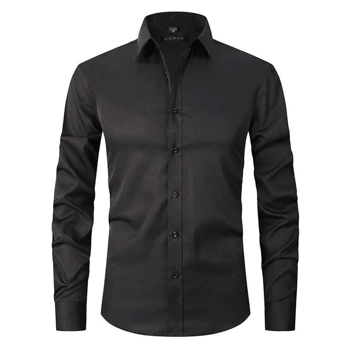 NOUVEAU RICHE Herren Hemd Knitterfreies Langarm Formell Button-Up-Design