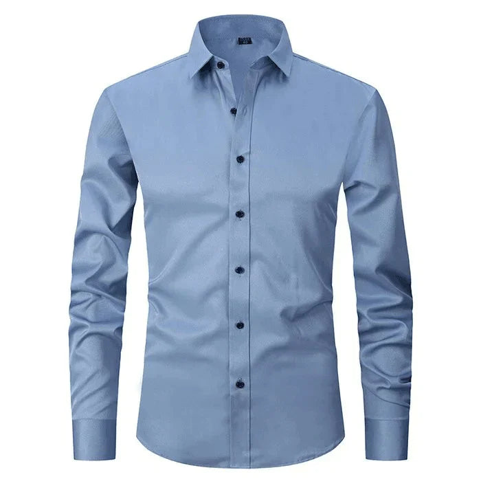 NOUVEAU RICHE Herren Hemd Knitterfreies Langarm Formell Button-Up-Design