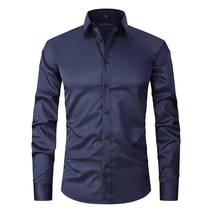 NOUVEAU RICHE Herren Hemd Knitterfreies Langarm Formell Button-Up-Design