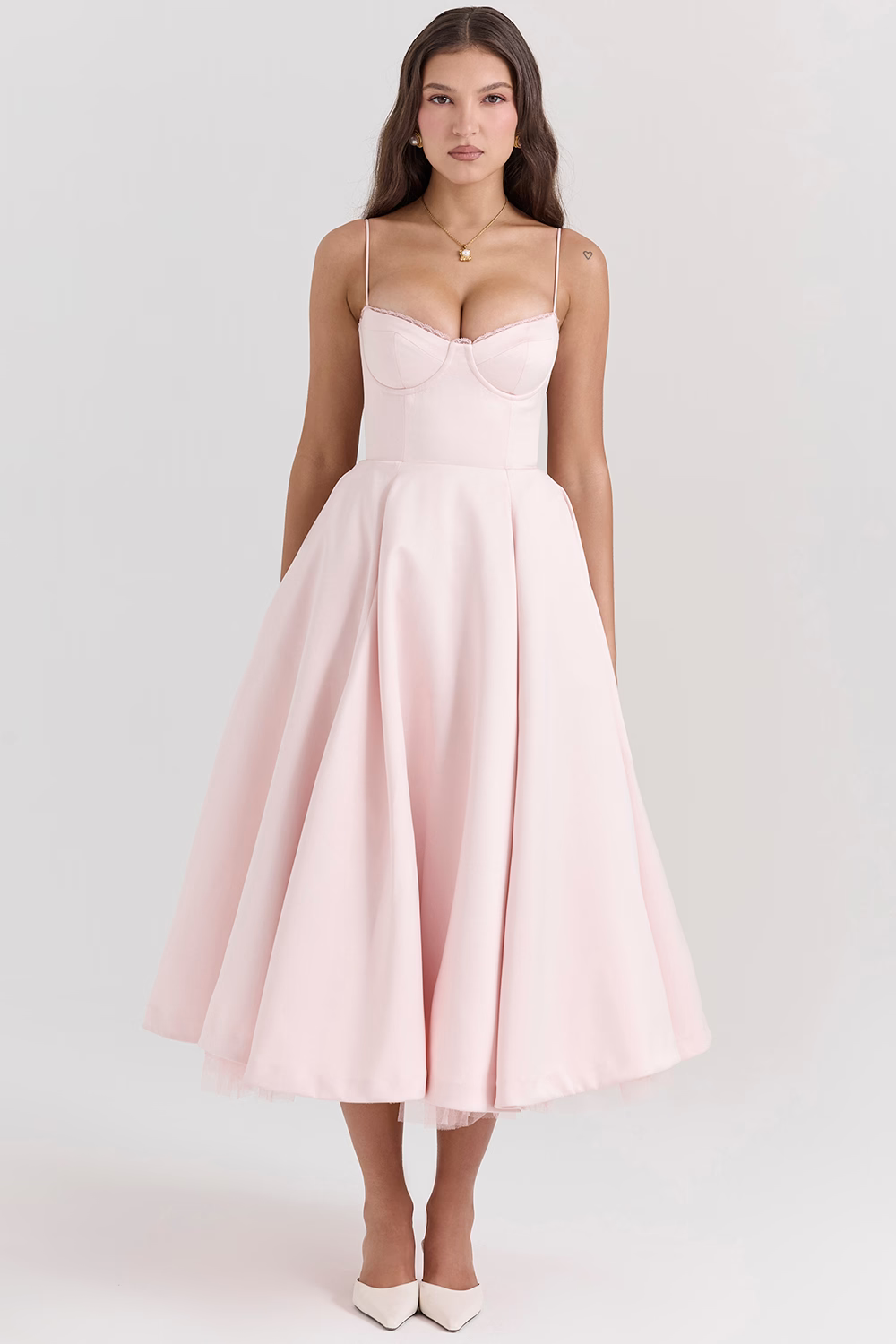 NOUVEAU RICHE Kleid Schlankmachendes Herzogssatin Powermesh Taillekomfort Rosa