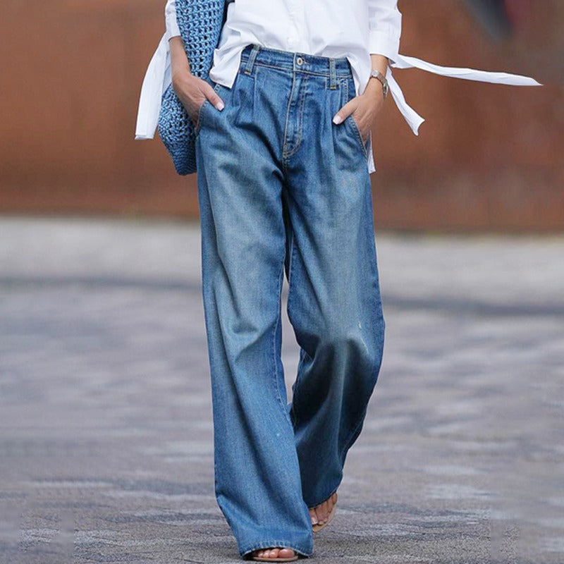 NOUVEAU RICHE Bequeme Weit Geschnittene Damen Jeans Mit Elastischem Bund