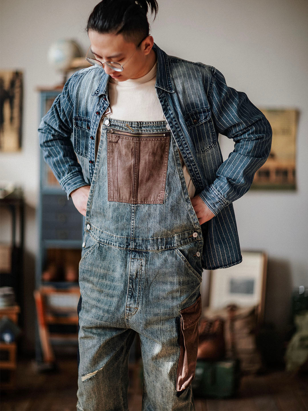 NOUVEAU RICHE Kontrastierender Herren Jeans Overall Klassischer Schnitt Vielseitig Bequem Für Elegante Und Legere Anlässe