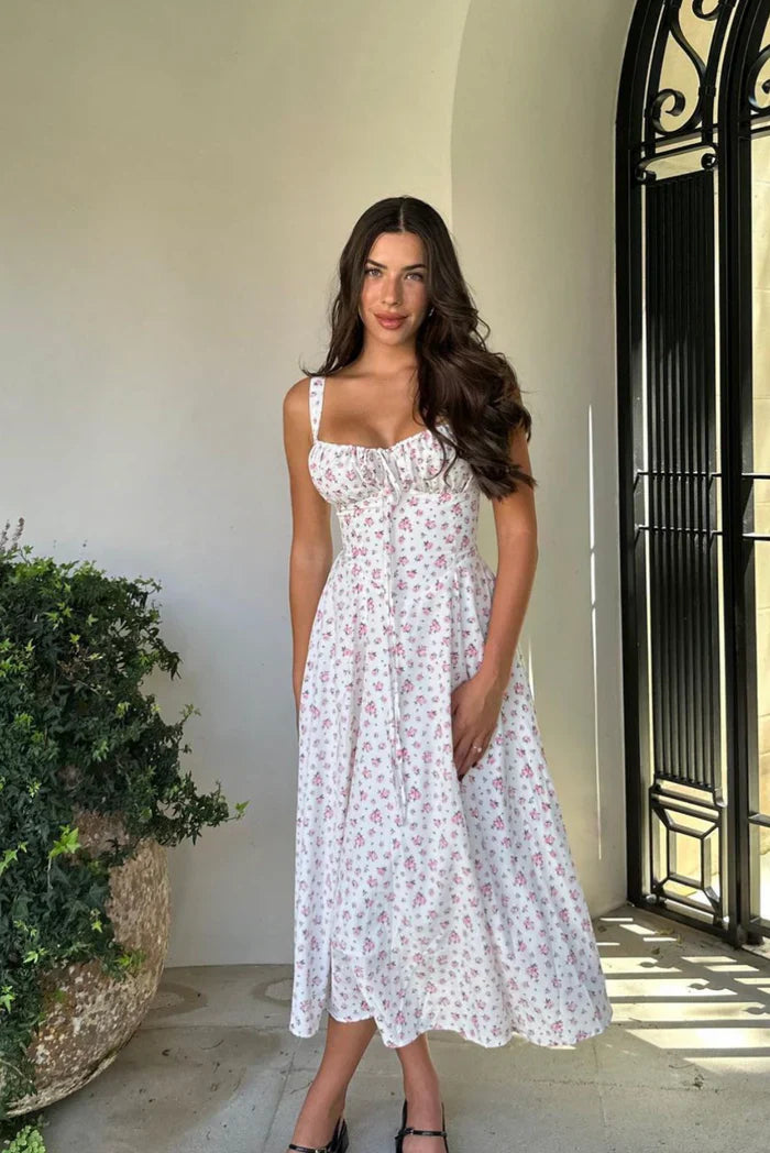NOUVEAU RICHE Korsett Midikleid Mit Blumenmotiv Und Vintage Design Für Elegante Anlässe XL