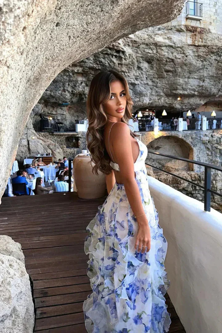 NOUVEAU RICHE Küstenblütenkleid Mit Lebhaftem Blumenmuster Und Rüschen