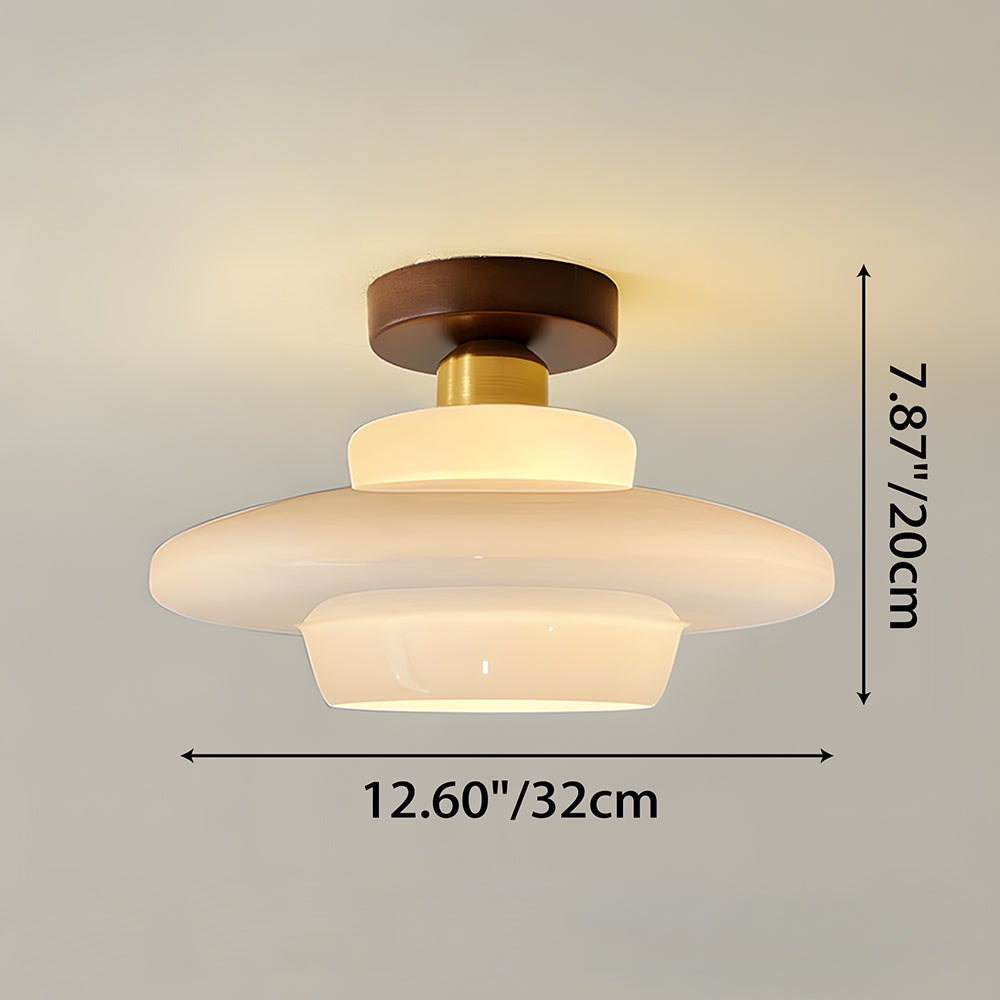 NOUVEAU RICHE Deckenleuchte aus Holz und Glas – Skandinavische Deckenlampe mit E27 & LED-Leuchtmittel, für Flur, Küche & Esszimmer, 3 Grössen