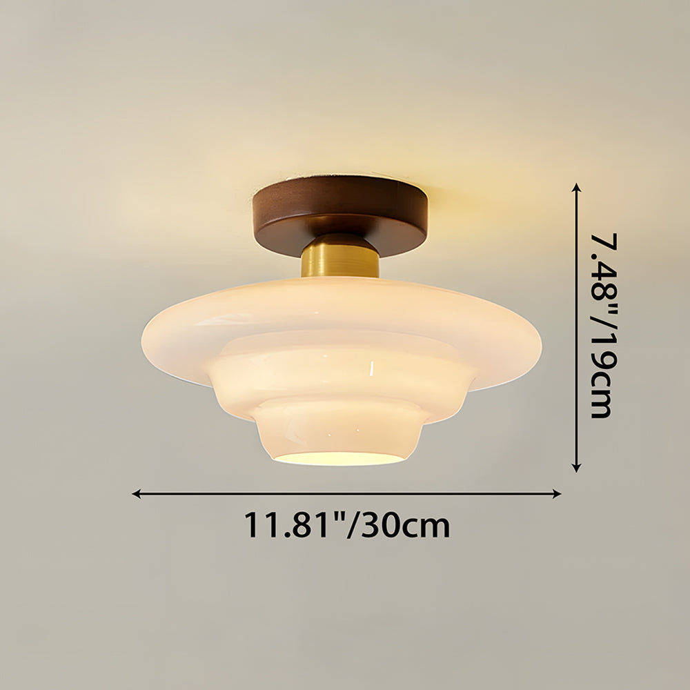 NOUVEAU RICHE Deckenleuchte aus Holz und Glas – Skandinavische Deckenlampe mit E27 & LED-Leuchtmittel, für Flur, Küche & Esszimmer, 3 Grössen
