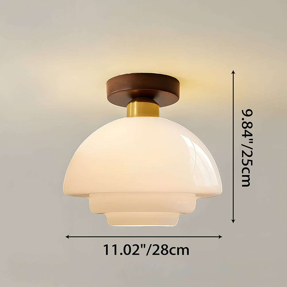 NOUVEAU RICHE Deckenleuchte aus Holz und Glas – Skandinavische Deckenlampe mit E27 & LED-Leuchtmittel, für Flur, Küche & Esszimmer, 3 Grössen