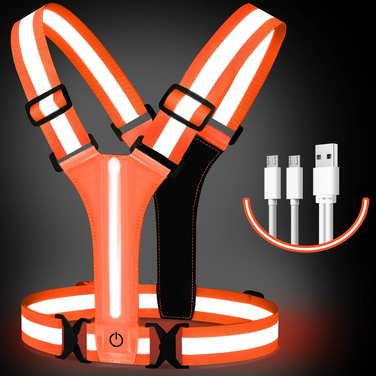 NOUVEAU RICHE LED-Laufweste – Wiederaufladbare reflektierende Warnweste mit 360° Sichtbarkeit für Joggen & Velo, Unisex, 3 Farben