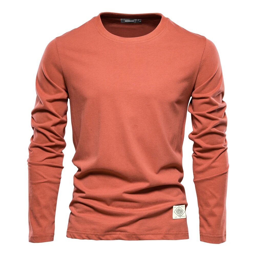 NOUVEAU RICHE Klassisches Langärmeliges T-Shirt O-Ausschnitt-Design Orangefarben