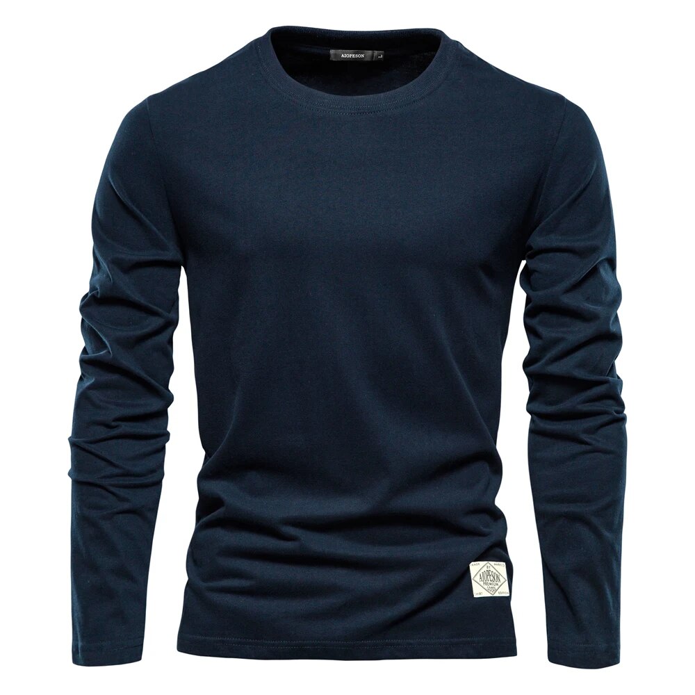 NOUVEAU RICHE Klassisches Langärmeliges T-Shirt O-Ausschnitt-Design Marineblau
