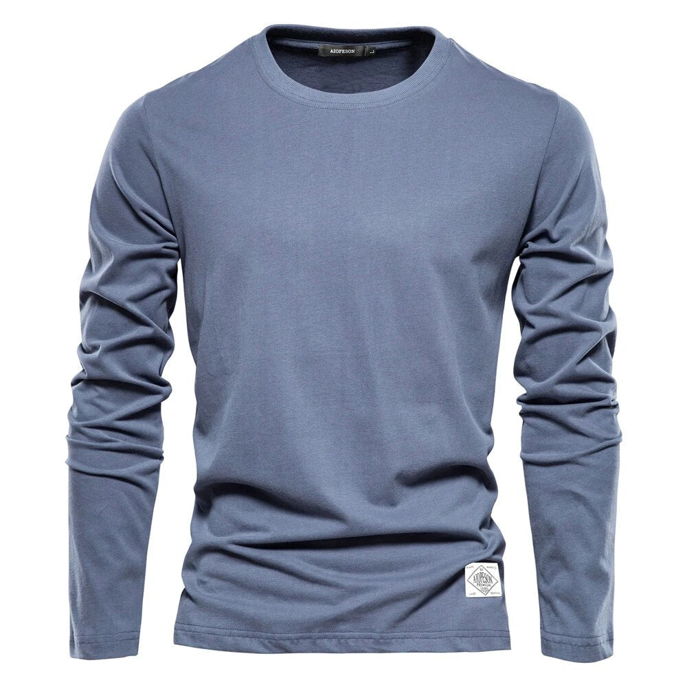 NOUVEAU RICHE Klassisches Langärmeliges T-Shirt O-Ausschnitt-Design Blau