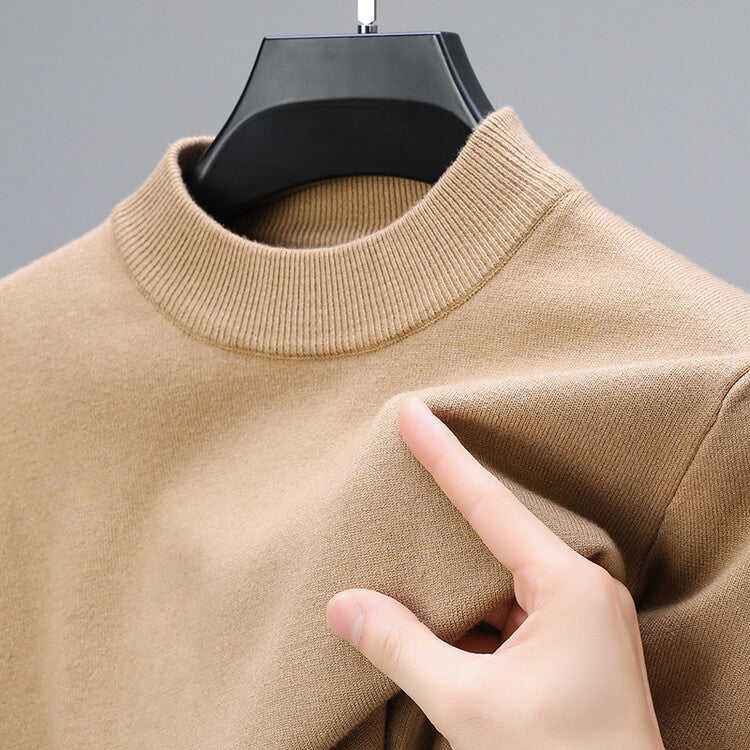 NOUVEAU RICHE Kaschmirpullover Herren Mit Elegantem Saum Fein Gestrickt Beige