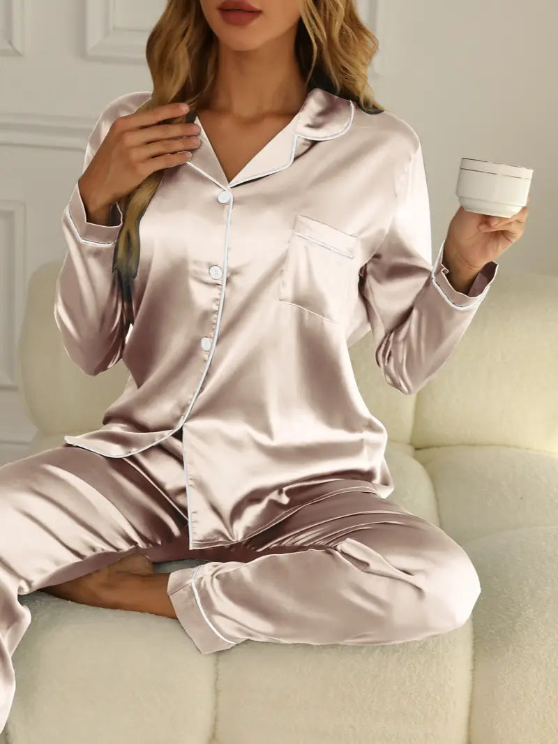 NOUVEAU RICHE Pyjama Set Damen Hautfreundliches Material Bequeme Passform Champagner