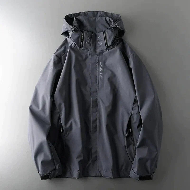 NOUVEAU RICHE Herren Winter Regenjacke – Wasserdichte Jacke mit Kapuze und Warmem Komfort Grau