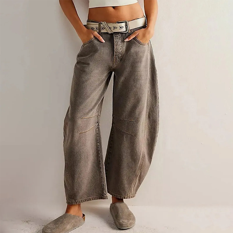NOUVEAU RICHE Bequeme Damenjeans aus Baumwolle mit weitem Bein für lässige Freizeitlooks