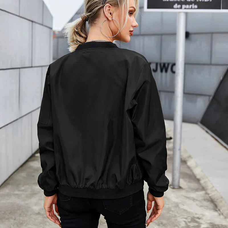 NOUVEAU RICHE Langärmlige Bomberjacke Damen Reißverschluss Figurbetont