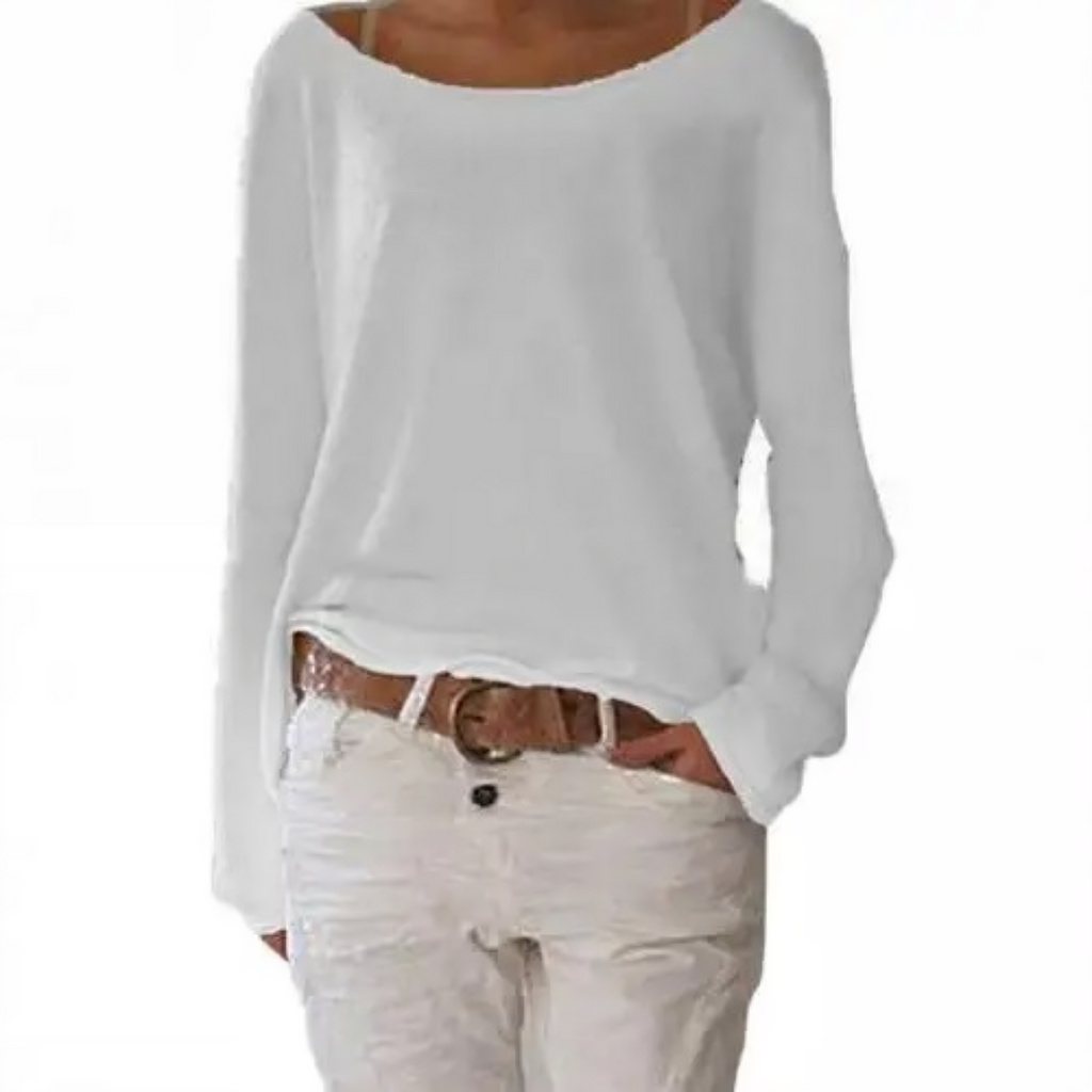 NOUVEAU RICHE Langarmshirt Gelb Aus Wolle Für Büroalltag Schlicht Komfort Weiß