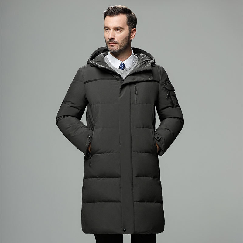 NOUVEAU RICHE Lange Herrenjacke – isoliert, wasserabweisend – Kapuze – mehrere Taschen Grau