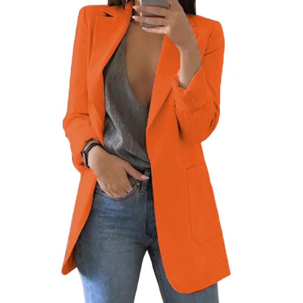 NOUVEAU RICHE Blazer Damen Lang Aus Hochwertigem Stoff Wärme Stil Eleganz Orange