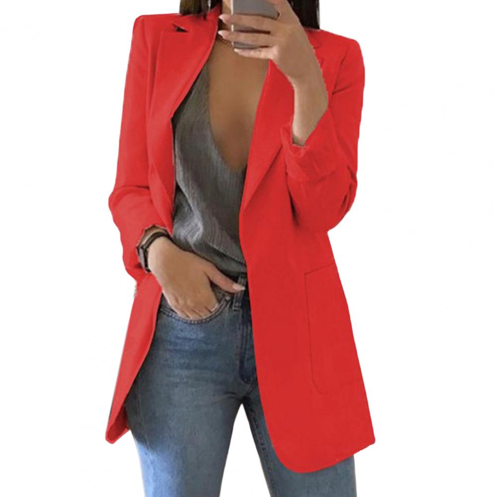 NOUVEAU RICHE Blazer Damen Lang Aus Hochwertigem Stoff Wärme Stil Eleganz Rot