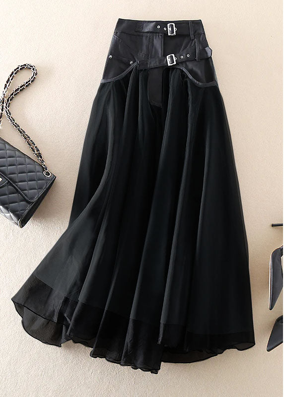 NOUVEAU RICHE Langer Netzrock Mit Hoher Taille Für Damen Eleganter Transparenter Stoff Für Jedes Event Schwarz