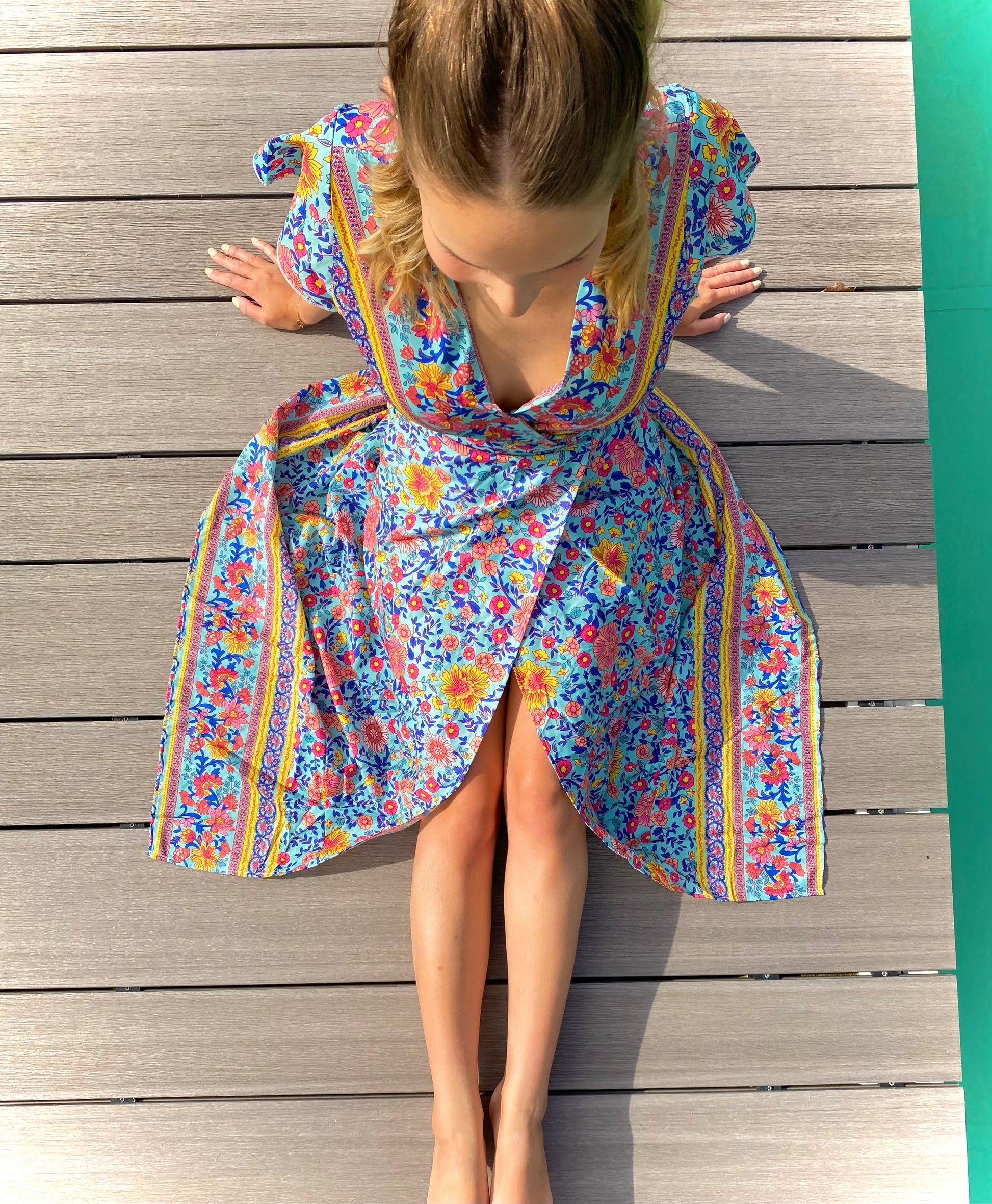 NOUVEAU RICHE Langes Bohème-Kleid Mit U-Ausschnitt Fließender Stoff