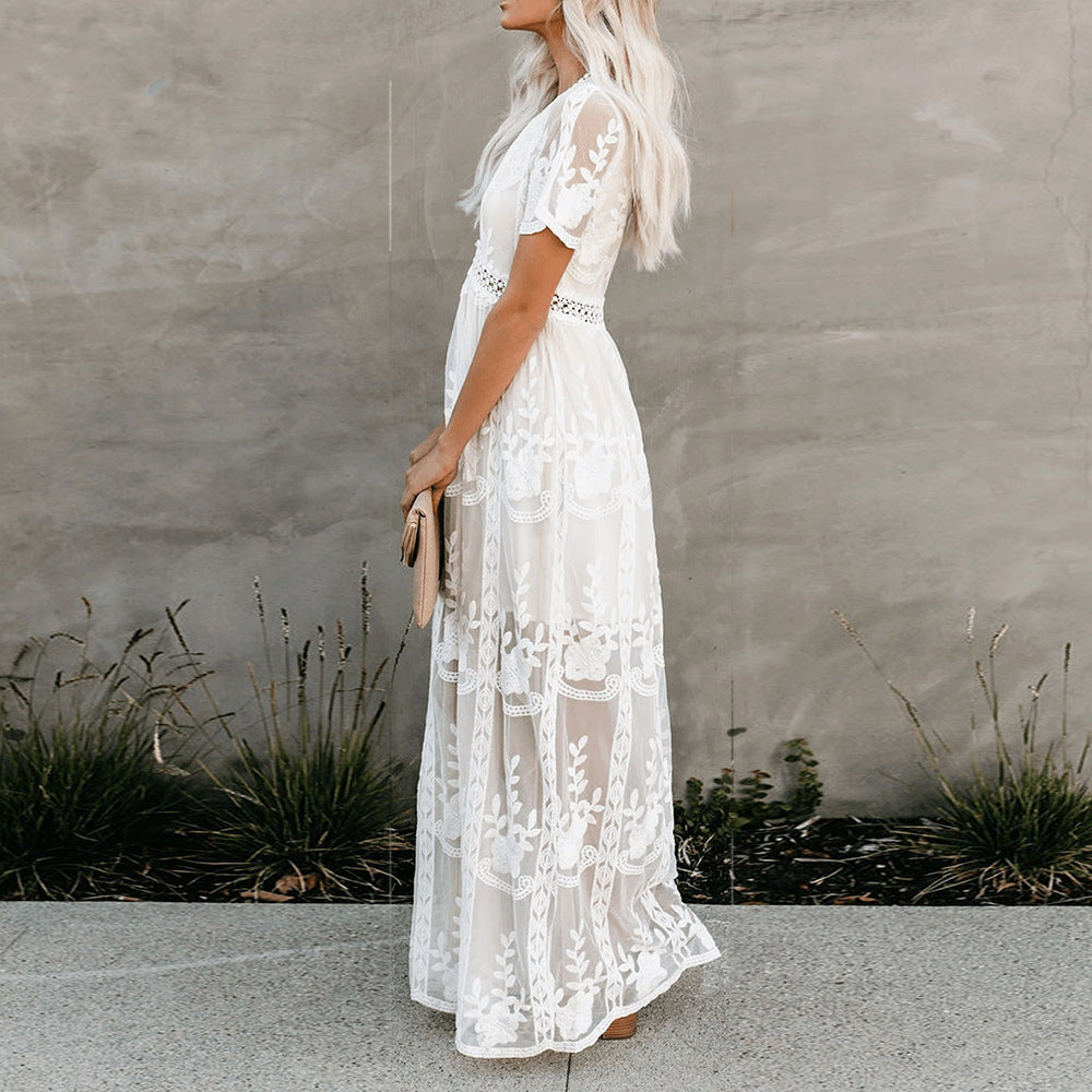 NOUVEAU RICHE Langes Böhmisches Spitzenkleid Boheme Stil Abendkleid