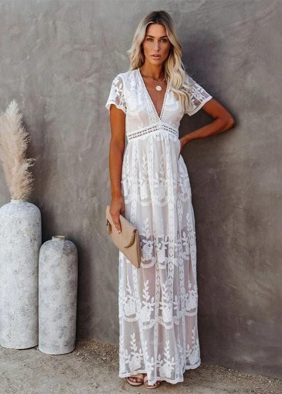 NOUVEAU RICHE Langes Böhmisches Spitzenkleid Boheme Stil Abendkleid