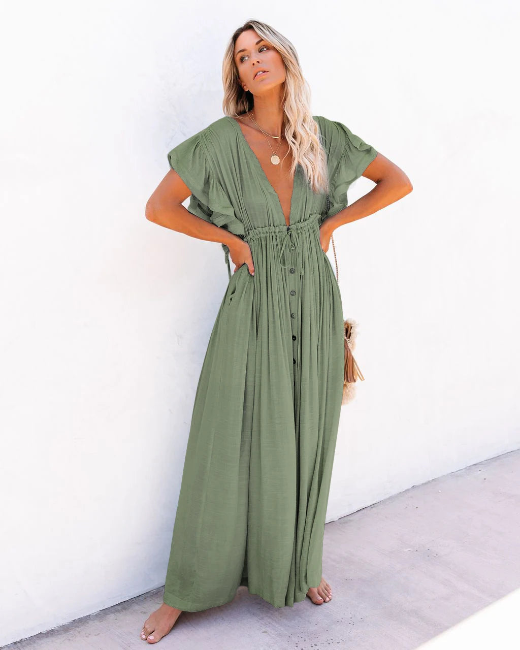 NOUVEAU RICHE Langes Lockeres Bohème Kleid Für Strand Und Alltag Stilvoll