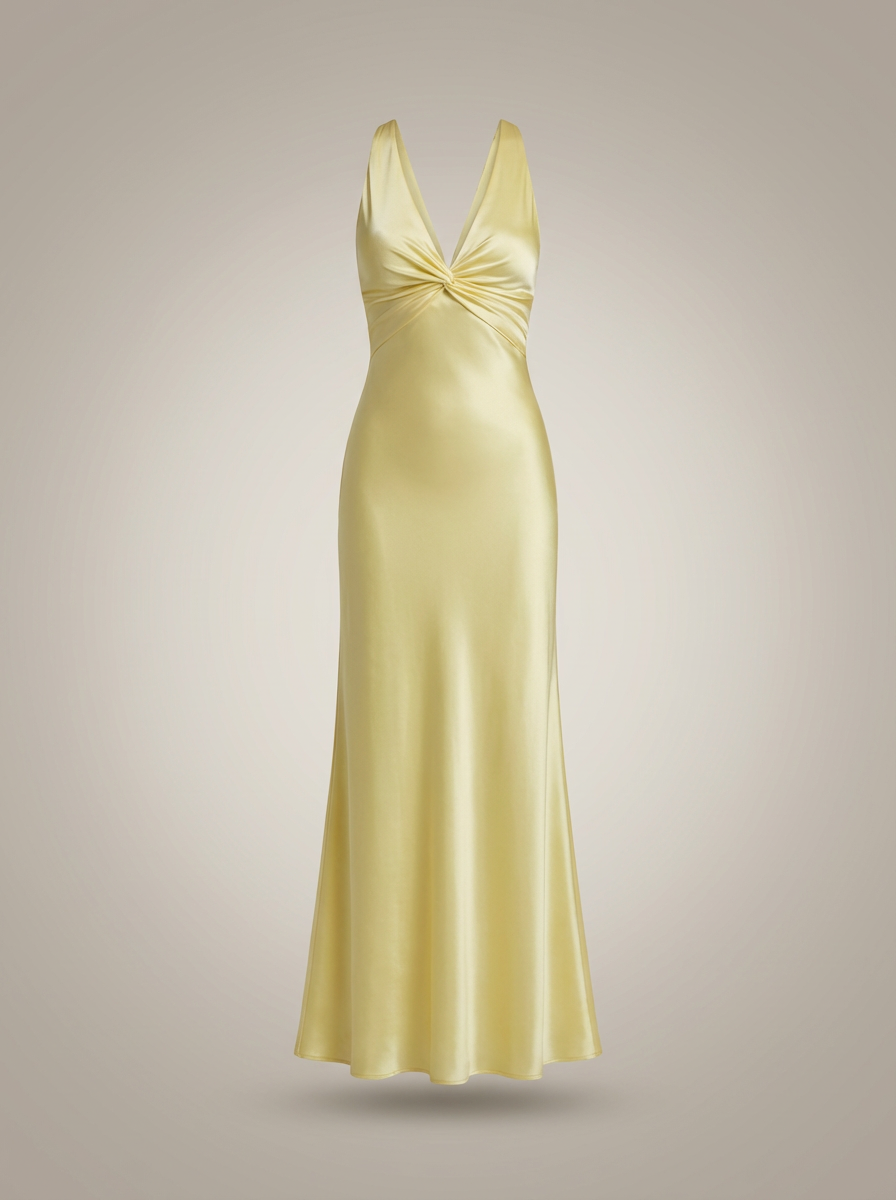 NOUVEAU RICHE Soleil | Langes Kleid für Damen - Maxi-Abendkleid mit V-Ausschnitt für Hochzeit und Party