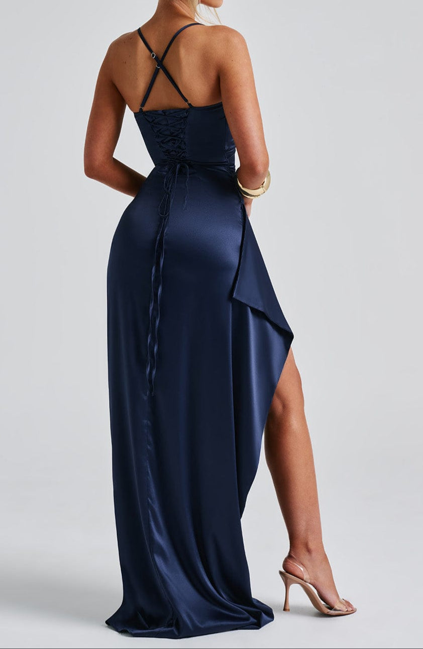 NOUVEAU RICHE Elegantes Marineblaues Maxikleid Für Hochzeiten Und Partys