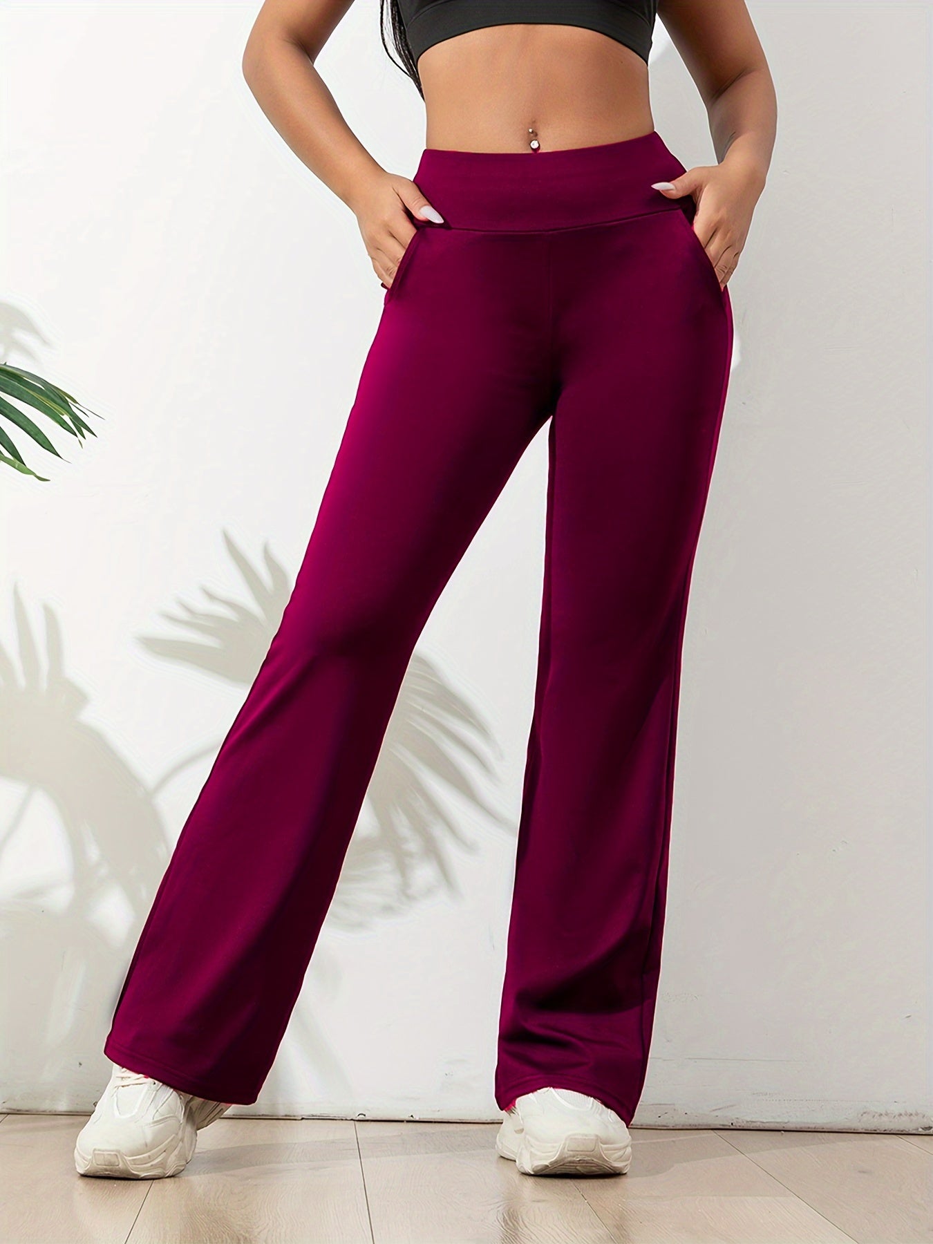 NOUVEAU RICHE Bequeme Damen Yogahose Aus Baumwollmischung Mit Elasthan Bordeauxrot