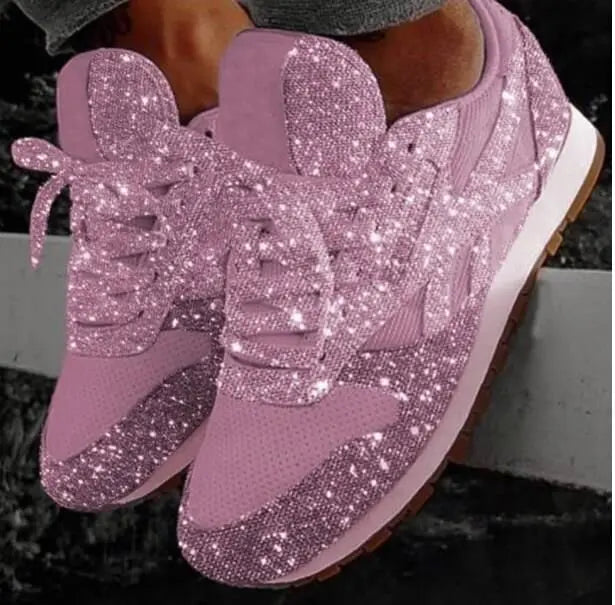 NOUVEAU RICHE Lässige Glitzerschuhe Mit Pailletten Für Damen Alltagsoutfit Rosa