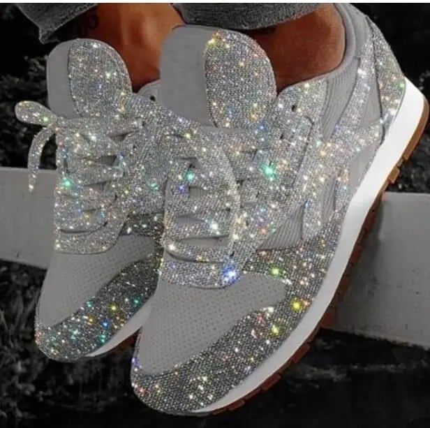 NOUVEAU RICHE Lässige Glitzerschuhe Mit Pailletten Für Damen Alltagsoutfit Silber