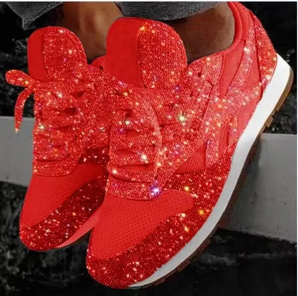 NOUVEAU RICHE Lässige Glitzerschuhe Mit Pailletten Für Damen Alltagsoutfit Rot