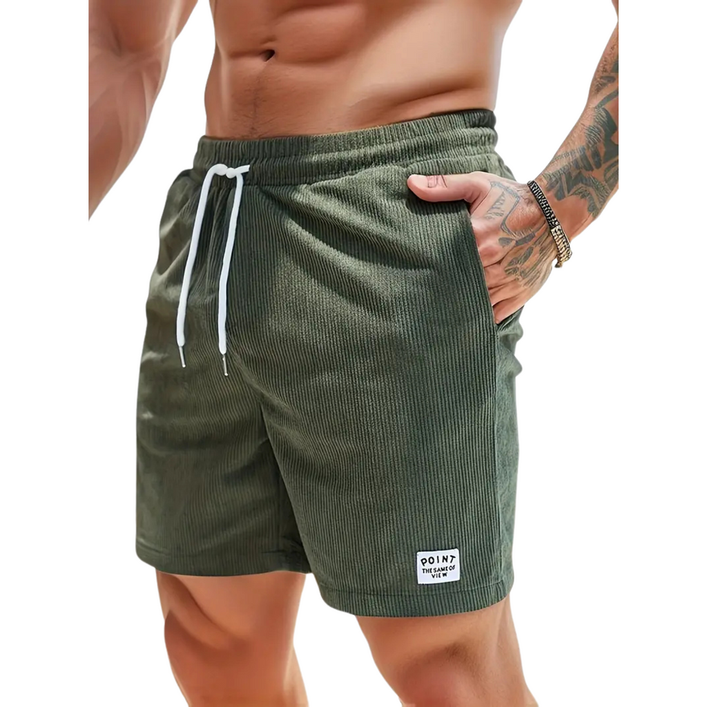 NOUVEAU RICHE Lässige Herren Badeshorts Über Dem Knie Mit Seitentaschen Grün