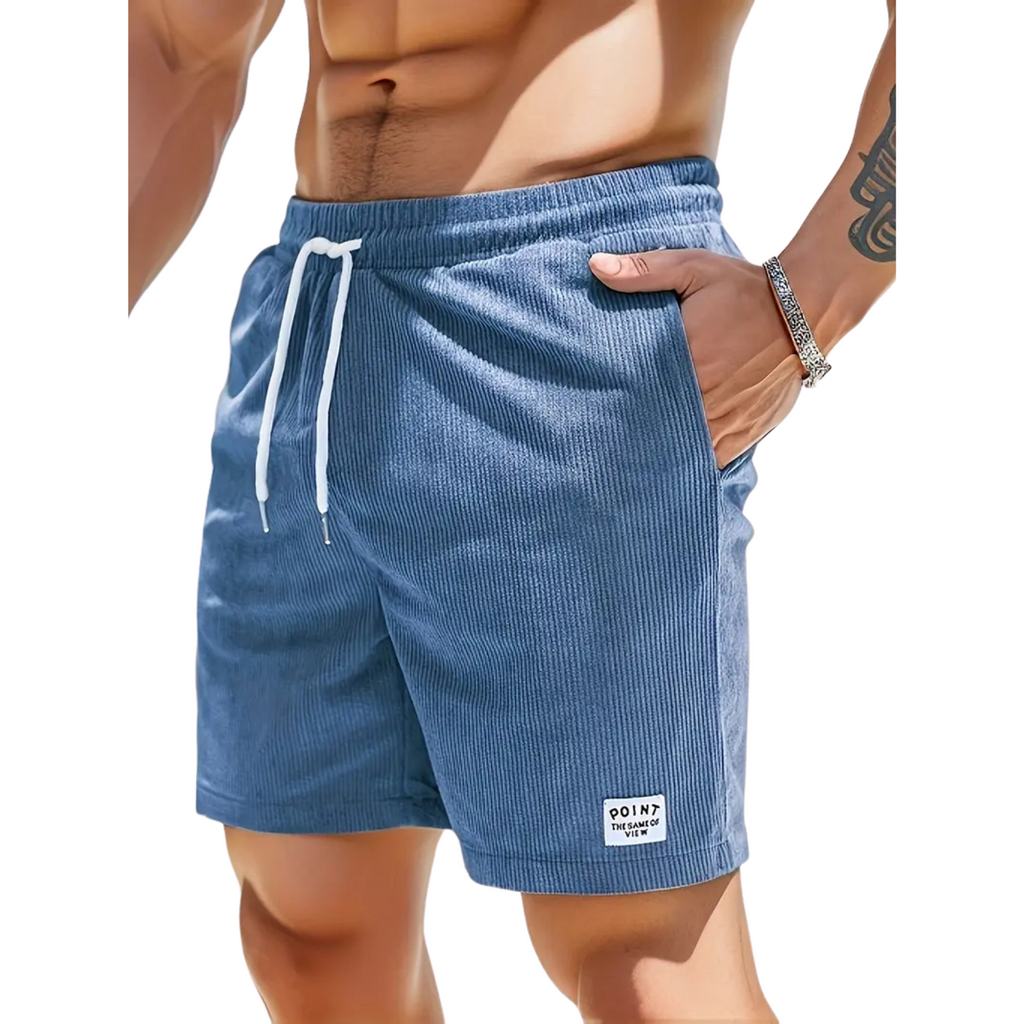 NOUVEAU RICHE Lässige Herren Badeshorts Über Dem Knie Mit Seitentaschen Blau