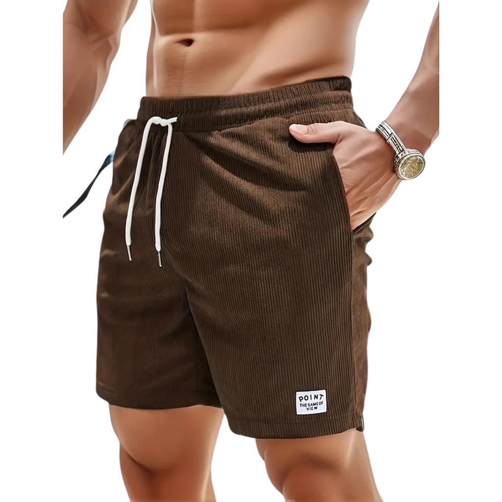 NOUVEAU RICHE Lässige Herren Badeshorts Über Dem Knie Mit Seitentaschen Braun