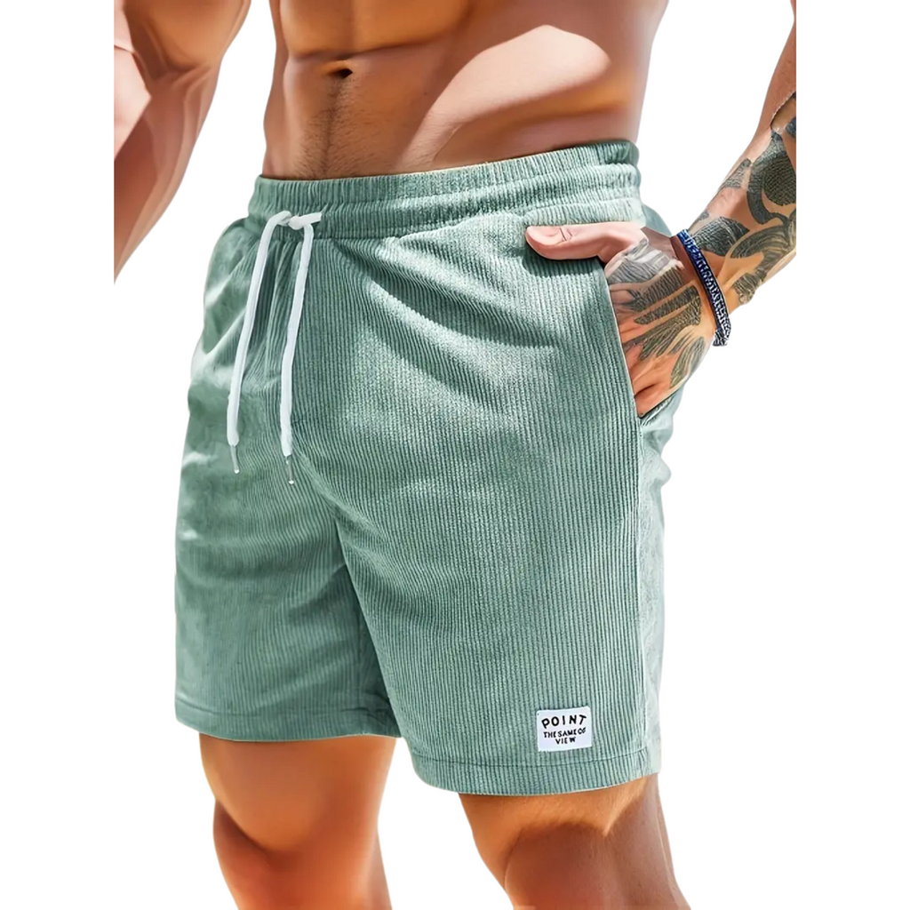 NOUVEAU RICHE Lässige Herren Badeshorts Über Dem Knie Mit Seitentaschen Cyan