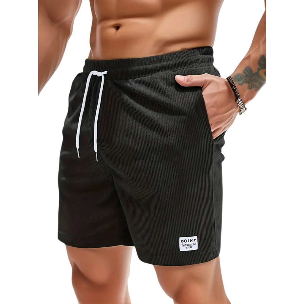 NOUVEAU RICHE Lässige Herren Badeshorts Über Dem Knie Mit Seitentaschen Schwarz