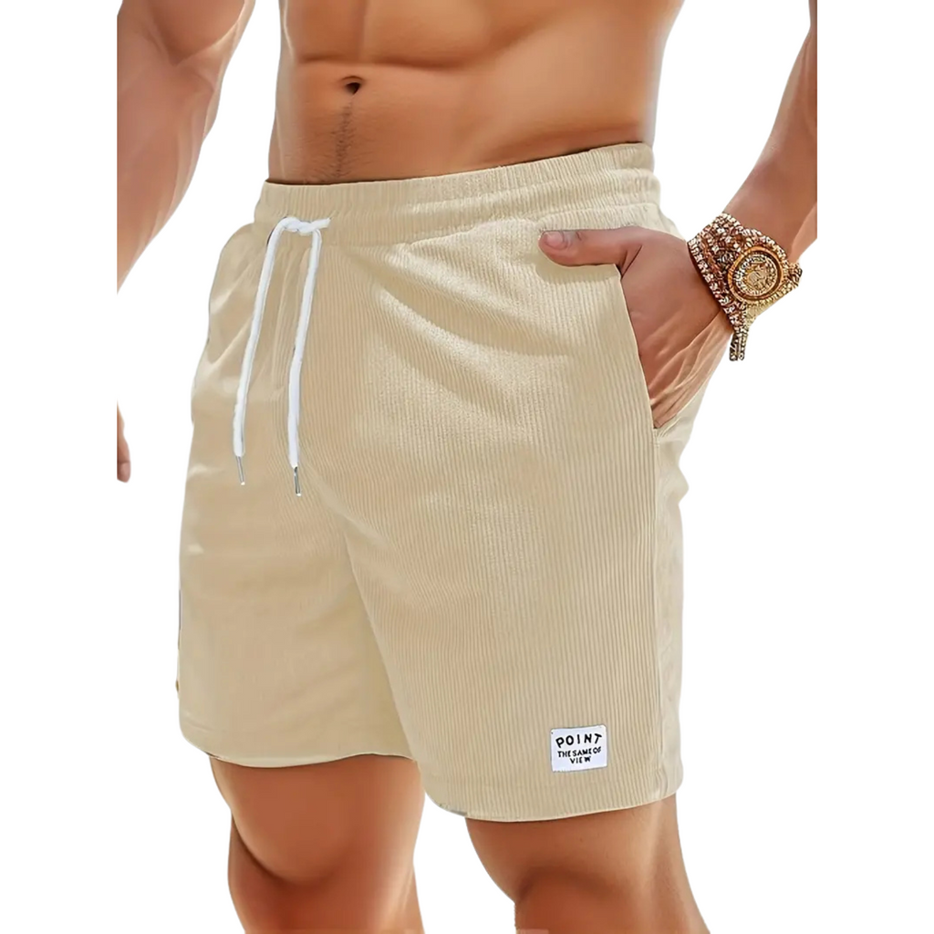 NOUVEAU RICHE Lässige Herren Badeshorts Über Dem Knie Mit Seitentaschen Beige