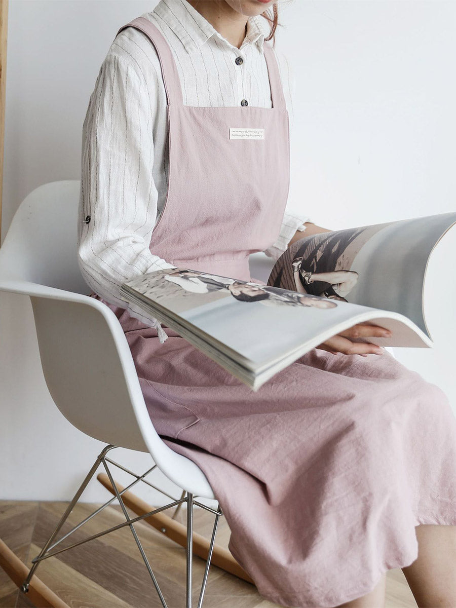 NOUVEAU RICHE Lässige Baumwollschürze mit Plissee und Seitentaschen für Damen in Waschbarem Baumwollstoff für Komfort und Qualität Rosa Einheitsgröße