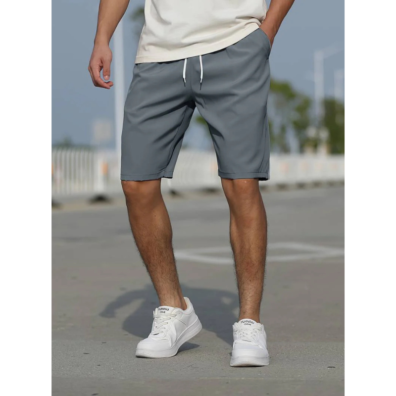 NOUVEAU RICHE Lässige Herren Shorts Mit Kordelzug Niedrige Leibhöhe Dunkelgrau