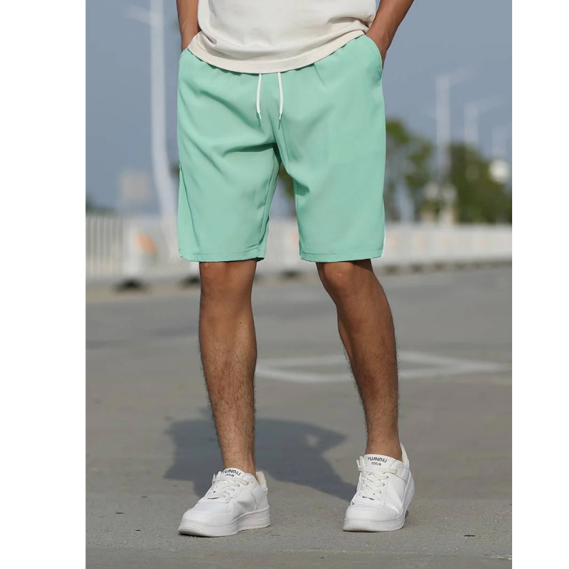 NOUVEAU RICHE Lässige Herren Shorts Mit Kordelzug Niedrige Leibhöhe Hellgrün