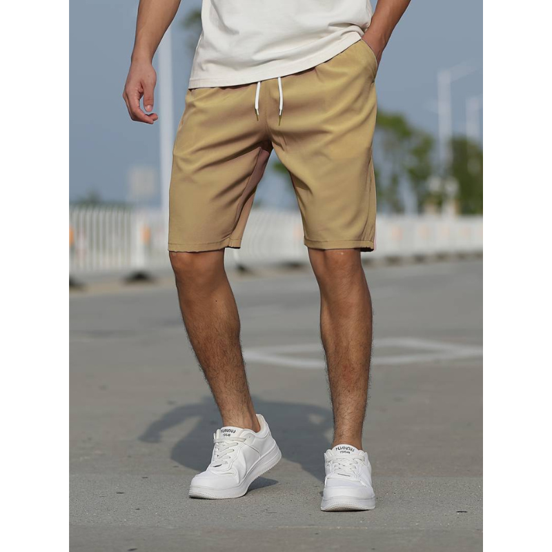 NOUVEAU RICHE Lässige Herren Shorts Mit Kordelzug Niedrige Leibhöhe Khaki