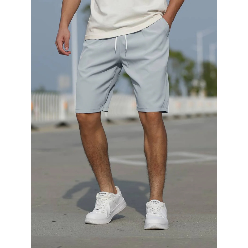 NOUVEAU RICHE Lässige Herren Shorts Mit Kordelzug Niedrige Leibhöhe Grau